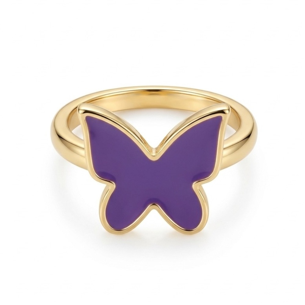 5/$15 🩷 MUST BUNDLE Gold Butterfly Ring with Purple Enamel